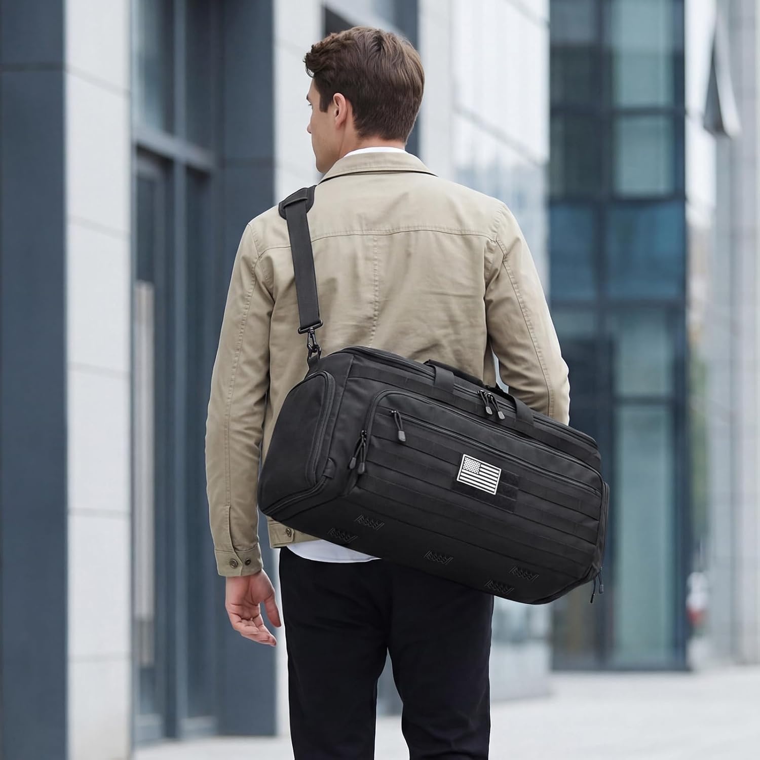 image:imageSZONE Carry On Garment Bags for Travel 45L Convertible Tactical Duffle Bag for Men Hanging Suit Shoe Compartment BlackBlack