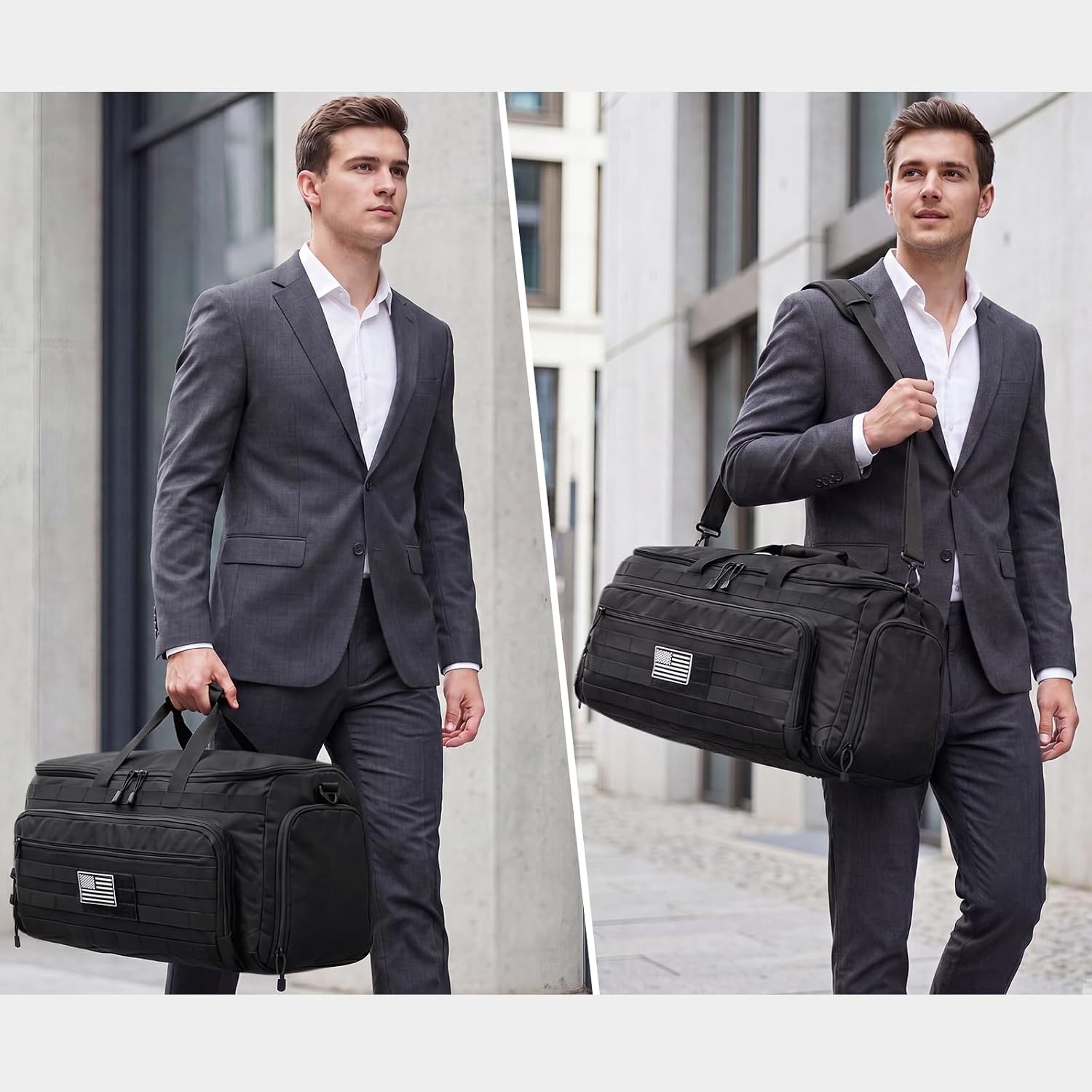image:imageSZONE Carry On Garment Bags for Travel 45L Convertible Tactical Duffle Bag for Men Hanging Suit Shoe Compartment BlackBlack