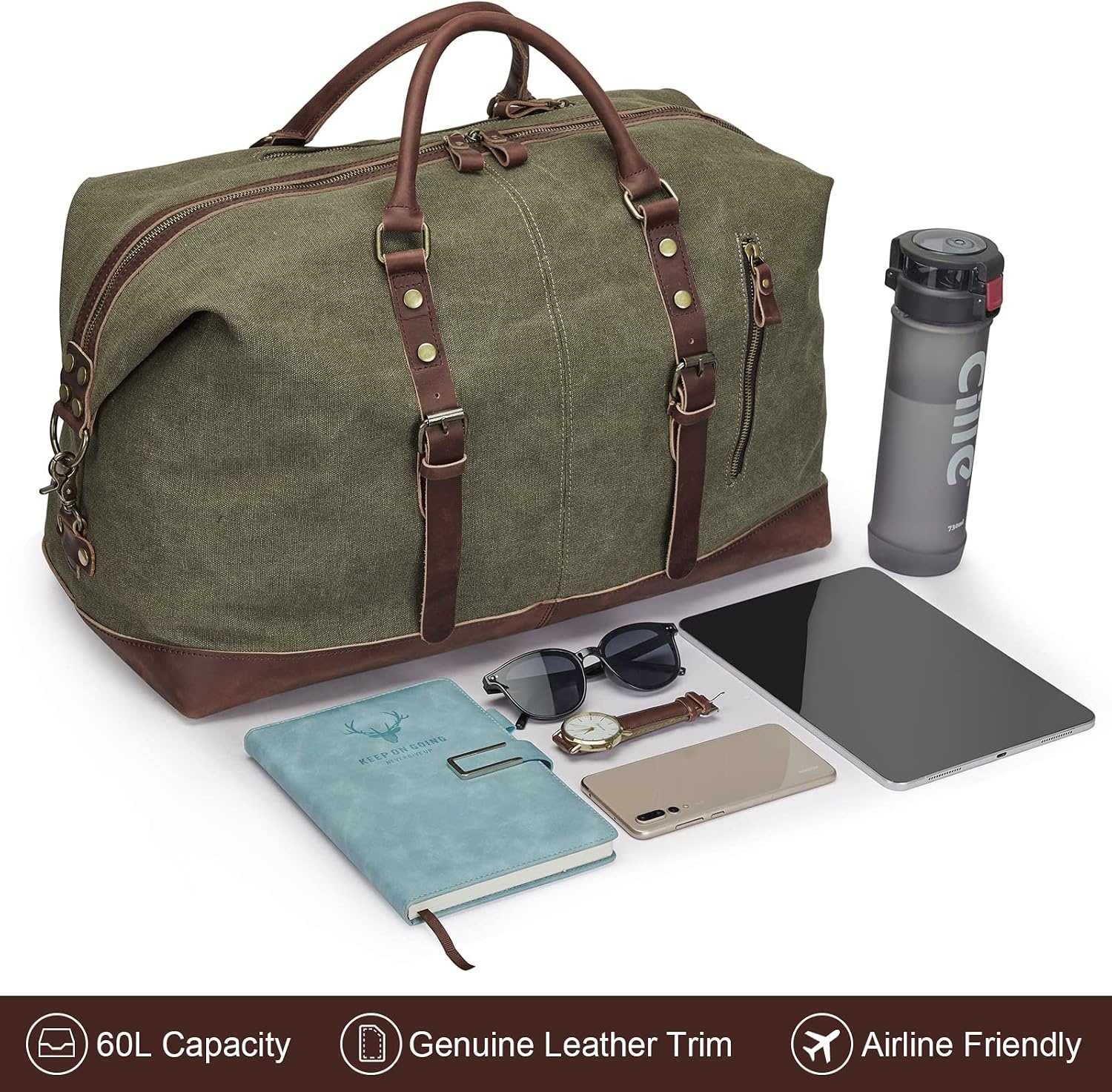 image:imageSZONE Canvas Duffle Bag for Traveling with Camera Insert Bag