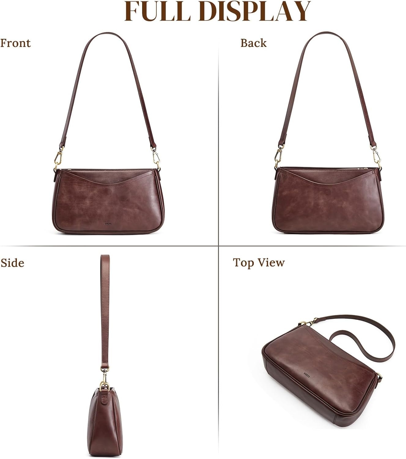 image:imageSZONE Leather Crossbody Bags for Women Small Purses Shoulder Bag TravelDark Brown
