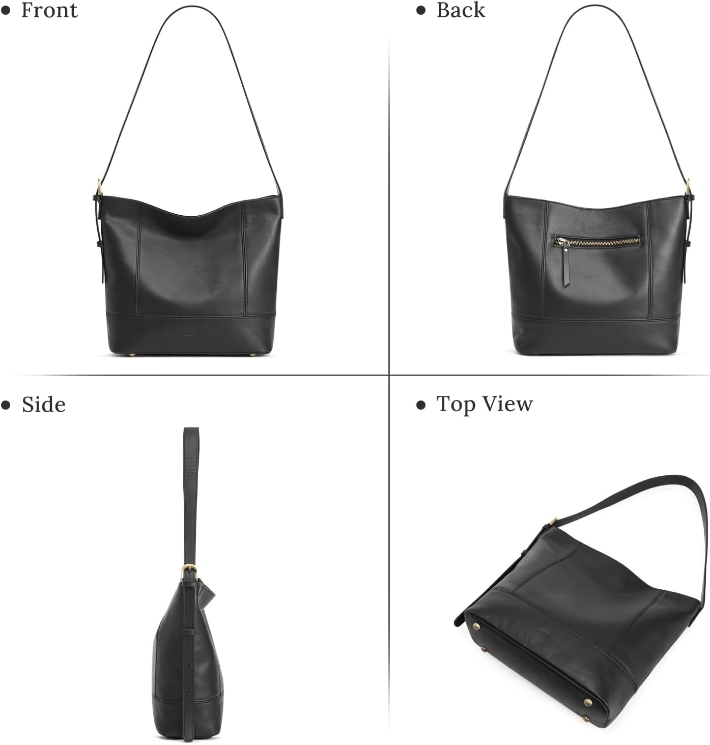 image:imageSZONE Leather Purses for Women Work Tote Hobo Bag Bucket Shoulder HandbagBlack
