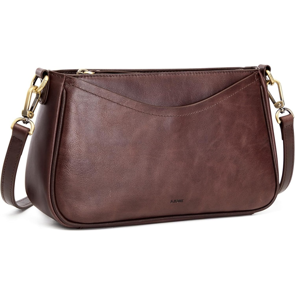 image:imageSZONE Leather Crossbody Bags for Women Small Purses Shoulder Bag TravelDark Brown