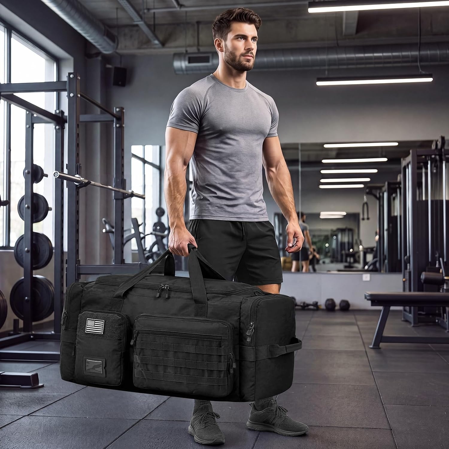 image:imageSZONE 130L Extra Large 3 in 1 Duffle Bag for Travel Gym Sport BackpackBlack