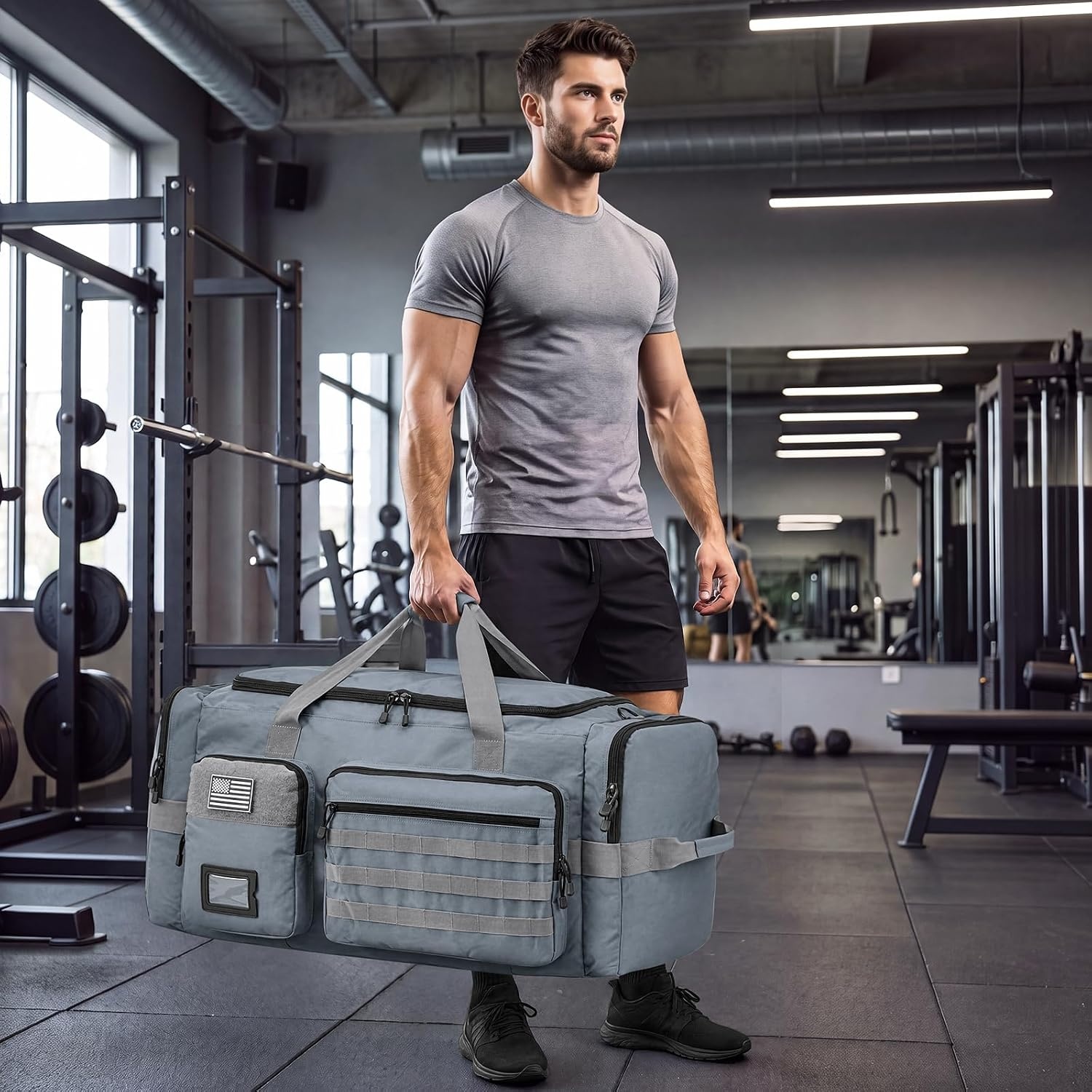 image:imageSZONE 130L Extra Large 3 in 1 Duffle Bag for Travel Gym Sport BackpackGrey