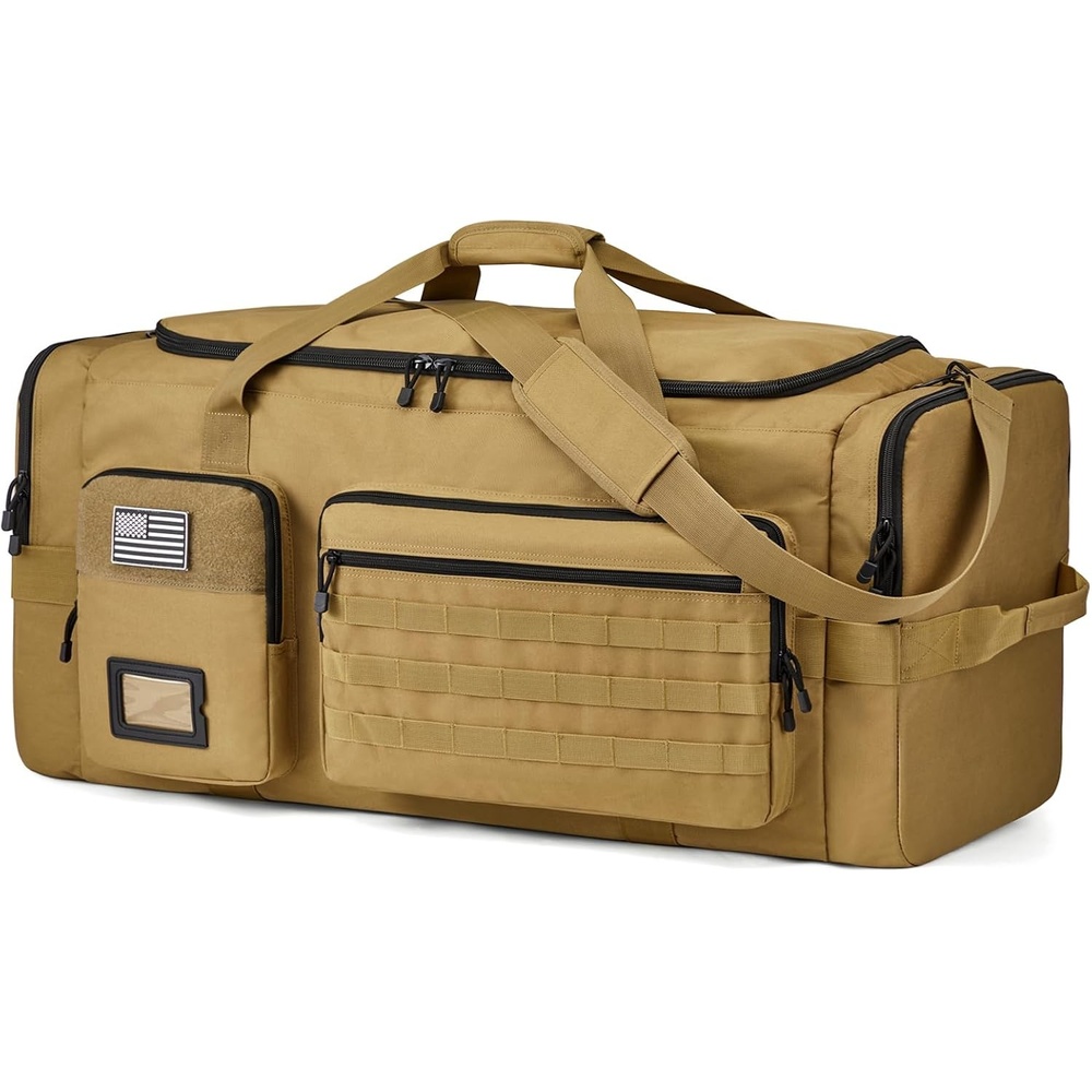 image:imageSZONE 130L Extra Large 3 in 1 Duffle Bag for Travel Gym Sport BackpackKhakiI